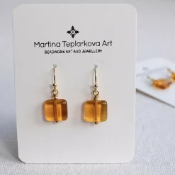 Yellow Square Earrings