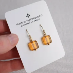 Yellow Square Earrings