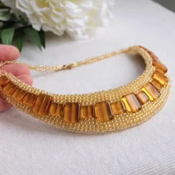 Yellow Statement Bead Embroidered Necklace