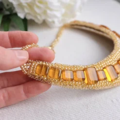 Yellow Statement Bead Embroidered Necklace