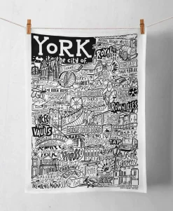 York Tea Towel | Hand-Drawn City Landmarks | Art & Soul