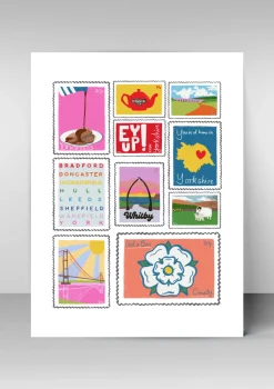 Yorkshire Stamp Collection Print for Unique Wall Art | Art & Soul