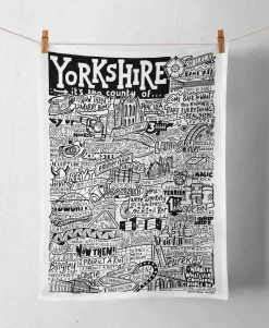Yorkshire Tea Towel | Hand-Drawn County Landmarks | Art & Soul