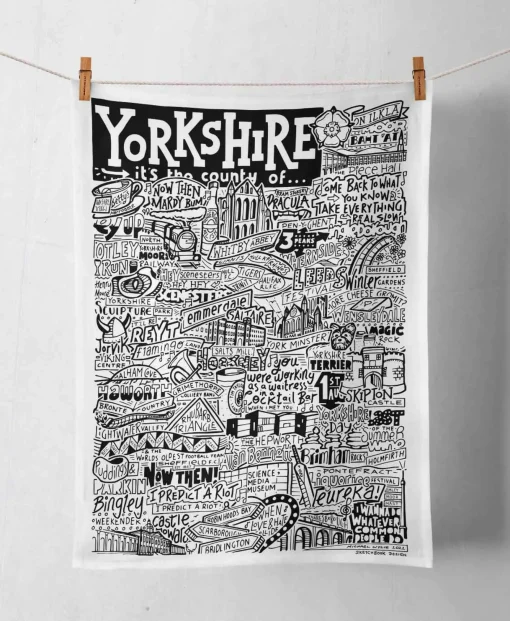 Yorkshire Tea Towel | Hand-Drawn County Landmarks | Art & Soul